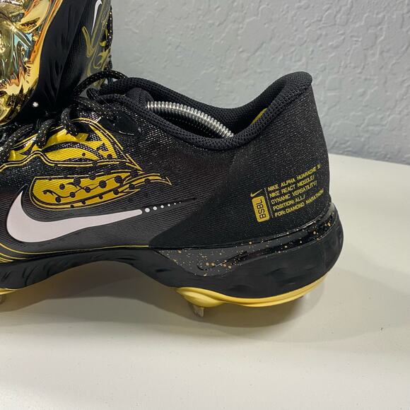 Nike Alpha Huarache Elite 3 Low “Black Gold” Men’s Size 12.5 Baseball Cleats - Picture 6 of 8
